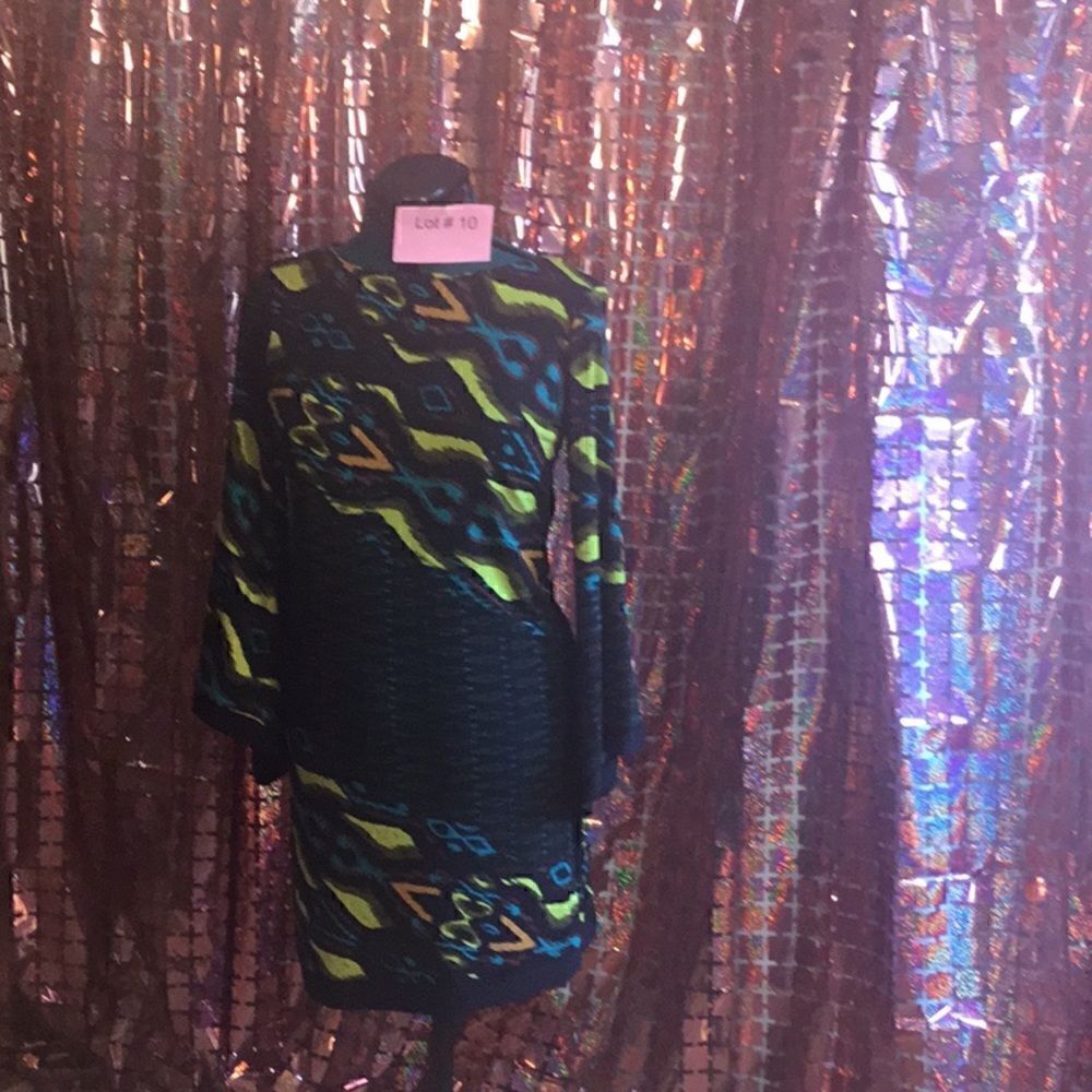 Long angled style sleeved dress in vibrant colors in size small by SOHO